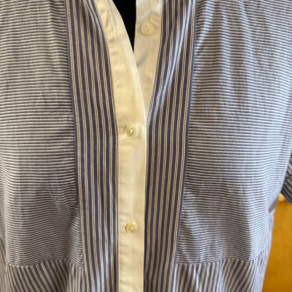 Vince Poplin Blue & White Stripe Shirt Dress Size 6 - Picture 4 of 7